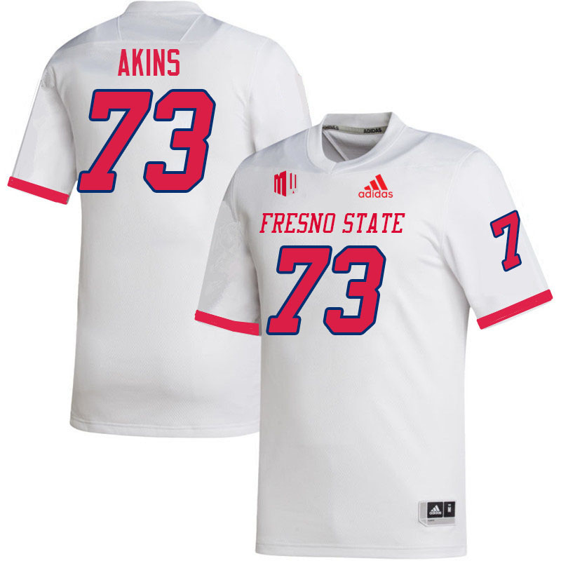 Men #73 Marsel Akins Fresno State Bulldogs College Football Jerseys Stitched-White